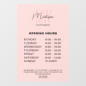 Bakery Custom Monogram Logo Rosa Öffnungszeiten Fensteraufkleber (Blatt)