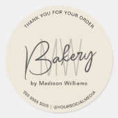 Bakery Custom Monogram Logo Tan Runder Aufkleber (Vorderseite)
