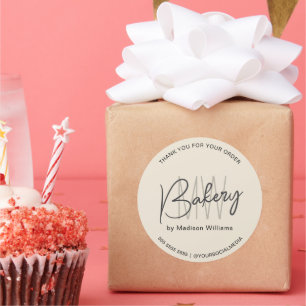 Bakery Custom Monogram Logo Tan Runder Aufkleber