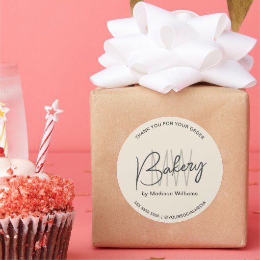 Bakery Custom Monogram Logo Tan Runder Aufkleber (Party)
