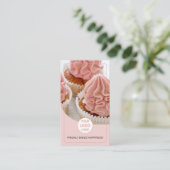 Bakery Custom Photo Logo QR Pink Business Card Visitenkarte (Stehend Vorderseite)