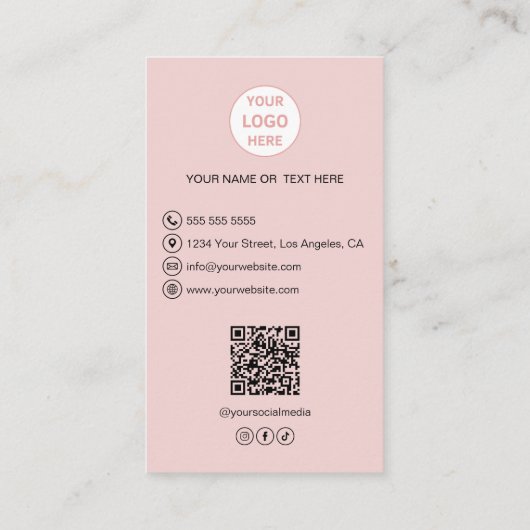 Bakery Custom Photo Logo QR Pink Business Card Visitenkarte (Rückseite)