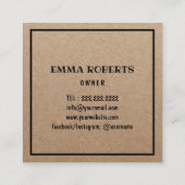 Bakery Cute Pastry Chef Minimalist Rustic Kraft Quadratische Visitenkarte (Rückseite)