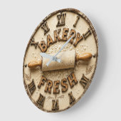 Bakery Fresh Rustic Baking Kitchen Decor Große Wanduhr (Winkel)