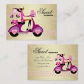 Bakery Gift Box Scooter Girl Pink Gold Cake Pops B Visitenkarte (Vorne/Hinten)