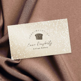 Bakery Gold Glitter Minimalist Bread Logo Visitenkarte