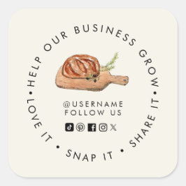 Bakery Help our Business Grow Social media Quadratischer Aufkleber