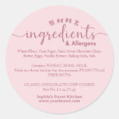 Bakery Ingredient Allergen Minimalist Pink Runder Aufkleber (Vorderseite)