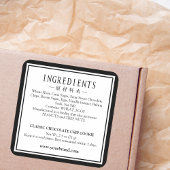 Bakery Ingredients Label Classic Simple Frame Blac Quadratischer Aufkleber