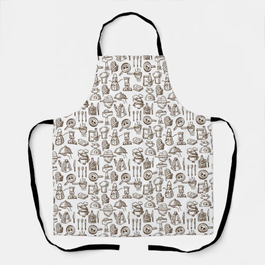 Bakery Kitchen Symbols Pattern Black and White Schürze (Vorderseite)