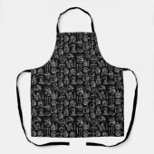 Bakery Kitchen Symbols Pattern Black  Schürze (Vorderseite)