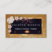 Bakery Koch Whisky Logo | Floral Gold Glitzer Visitenkarte (Vorderseite)