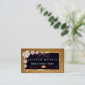 Bakery Koch Whisky Logo | Floral Gold Glitzer Visitenkarte (Stehend Vorderseite)
