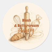 Bakery Logo Pastry Shop Branding Runder Aufkleber (Vorderseite)