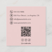 Bakery Logo QR Code Social Media Blush Pink Quadratische Visitenkarte (Rückseite)
