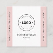 Bakery Logo QR Code Social Media Blush Pink Quadratische Visitenkarte (Vorderseite)