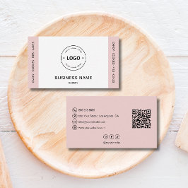 Bakery Logo QR Code Social Media Blush Pink Visitenkarte