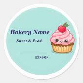 Bakery Logo Sticker - Custom Cute Cupcake Design (Vorderseite)