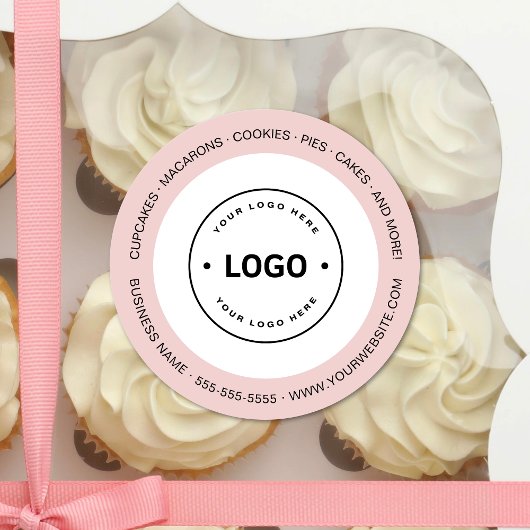 Bakery Logo White and Pink Runder Aufkleber