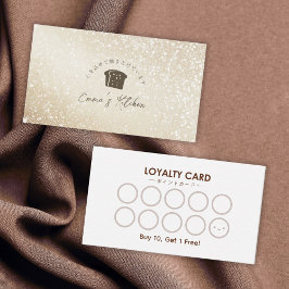 Bakery Loyalty Card Gold Glitter Bread Logo Visitenkarte