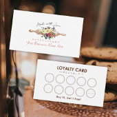 Bakery Loyalty Card Rolling Button Rote Blume Eleg Visitenkarte