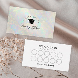 Bakery Loyalty Card White Opal Holographic Visitenkarte
