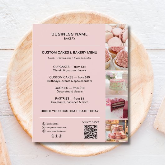 Bakery Menu Flyer Template with QR Code