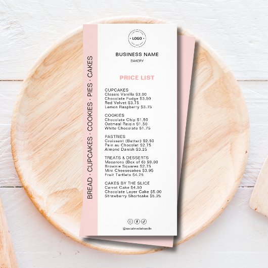 Bakery Menu Price List Werbekarte
