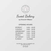 Bakery Opening Hours Custom Logo Business Fensteraufkleber (Blatt)