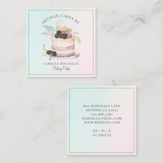 Bakery Pastry Chef Baker Square Business Card Quadratische Visitenkarte (Vorne/Hinten)
