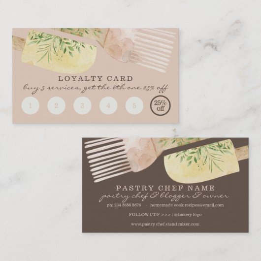 Bakery Pastry Chef Bakers Tools Loyalty Punch Visitenkarte (Vorne/Hinten)