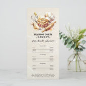 Bakery Pastry Chef Baking Catering Gold Price List Menükarte (Stehend Vorderseite)