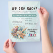 Bakery Pastry Chef Baking Catering Grand Reopening Flyer (Hand)