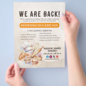 Bakery Pastry Chef Baking Catering Grand Reopening Flyer (Hand)