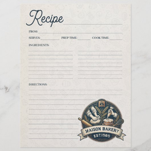 Bakery Pastry Chef Baking Recipe Page Cookbook Flyer (Vorne)