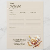 Bakery Pastry Chef Baking Recipe Page Cookbook Flyer (Hinten)
