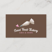Bakery Pastry Chef Cute Piping Bag & Heart Brown Visitenkarte (Vorderseite)