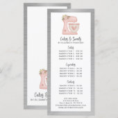 Bakery Pastry Chef Dessert Menu Price List Menükarte (Vorne/Hinten)