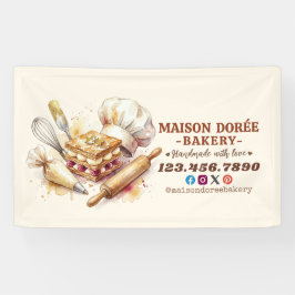 Bakery Pastry Chef Watercolor Gold Baking Catering Banner