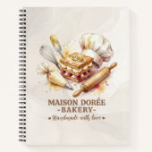Bakery Pastry Chef Watercolor Gold Baking Catering Notizblock (Vorderseite)