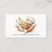 Bakery Pastry Chef Watercolor Gold Baking Catering Visitenkarte (Vorderseite)