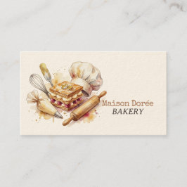 Bakery Pastry Chef Watercolor Gold Baking Catering Visitenkarte