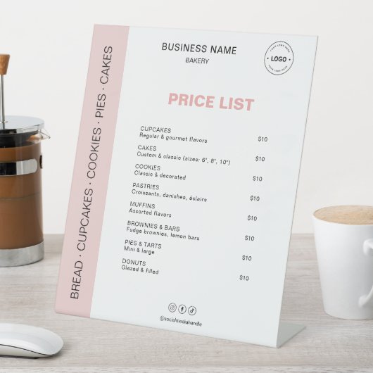 Bakery Price List Menu Sockelschild (In Situ)