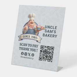 Bakery Store Pastry Cake Baker QR Code Pay Here Sockelschild
