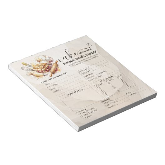 Bakery Store Pastry Chef Cake Baker Order Form Notizblock (angewinkelt)
