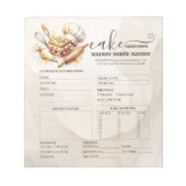 Bakery Store Pastry Chef Cake Baker Order Form Notizblock (Vorderseite)
