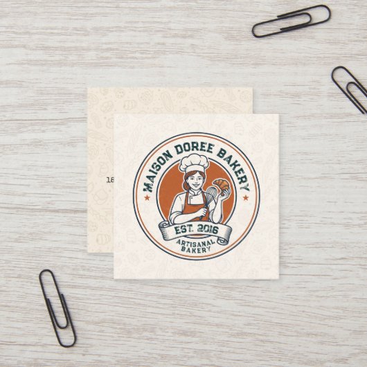 Bakery Store Pastry Chef Dessert Sweets Cake Baker Quadratische Visitenkarte (Vorderseite/Rückseite Beispiel)