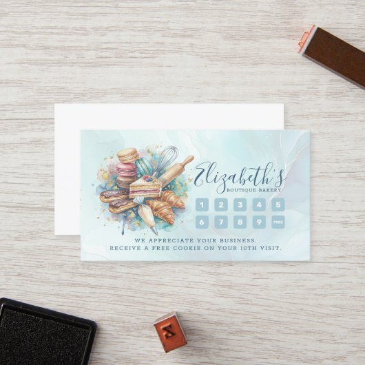 Bakery Store Pastry Chef Dessert Sweets Cake Baker Treuekarte (Vorderseite/Rückseite Beispiel)