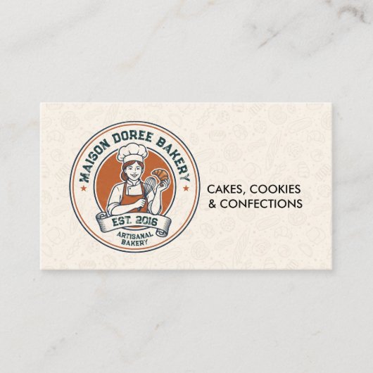 Bakery Store Pastry Chef Dessert Sweets Cake Baker Visitenkarte (Vorderseite)