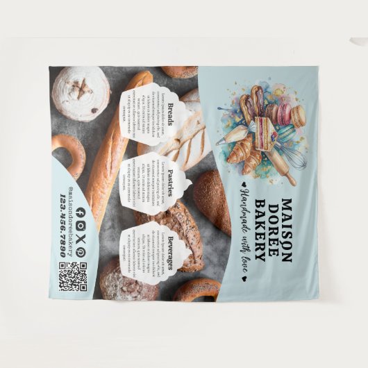 Bakery Store Pastry Chef Dessert Sweets Cake Baker Wandteppich (Vorderseite (Horizontal))